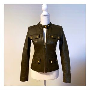 NWOT Michael Kors Leather Jacket Brown XS Size 2